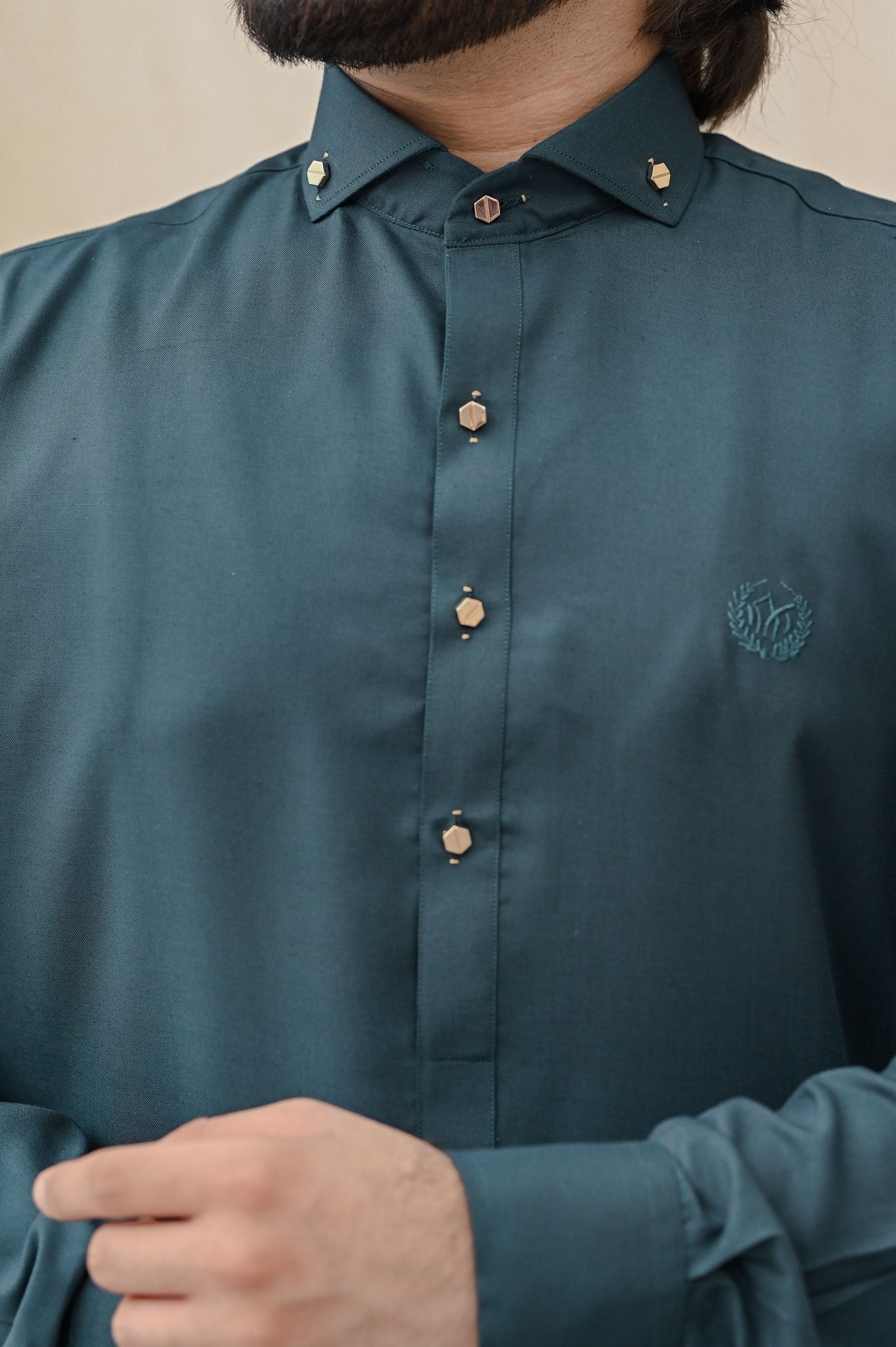 Raheel Qadir – Teal Green Shalwar Kameez