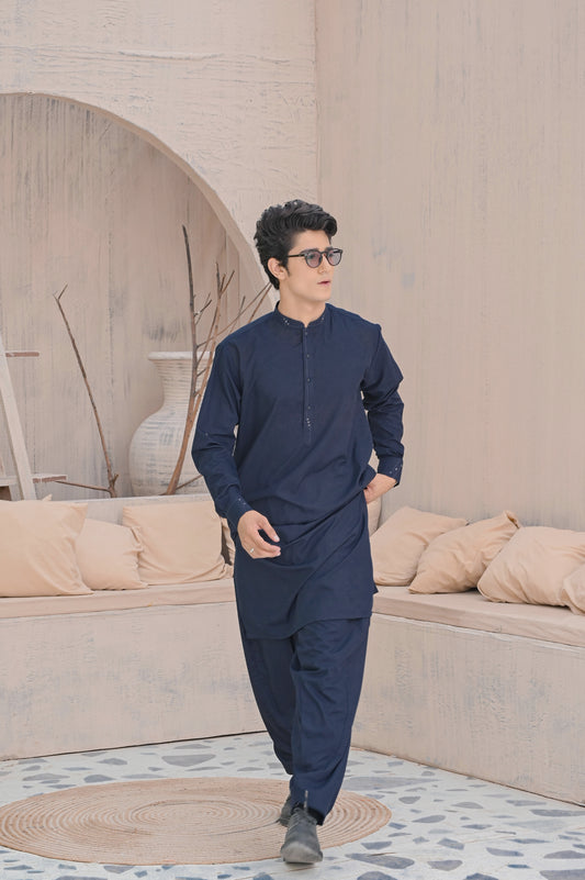 Raheel Qadir – Dark Blue Shalwar Kameez
