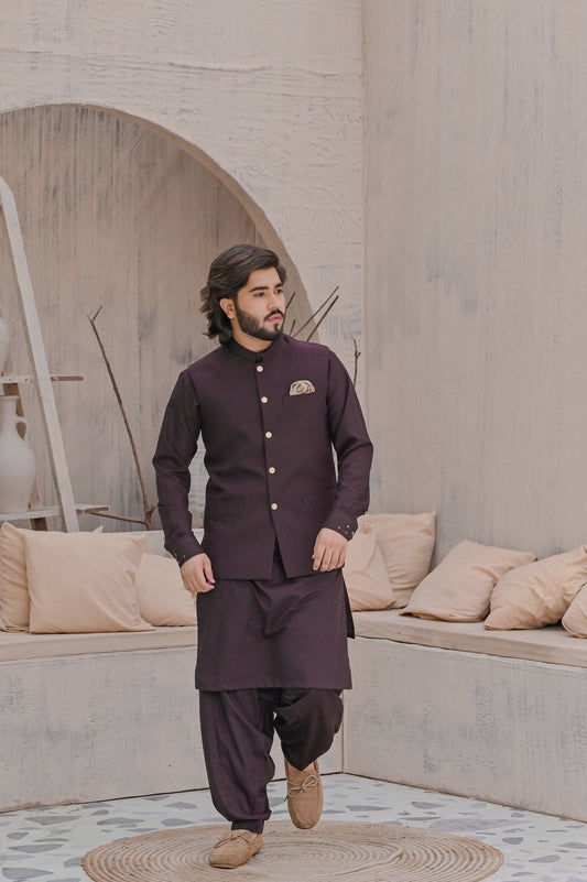 Raheel Qadir – Maroon Waist Coat