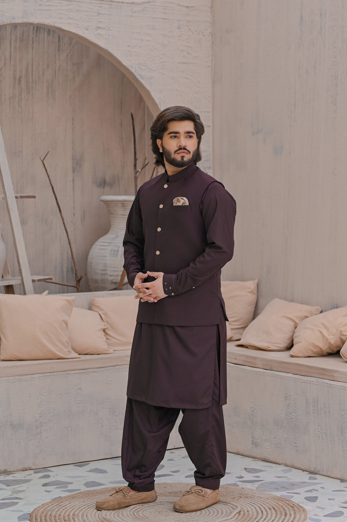 Raheel Qadir – Maroon Waist Coat