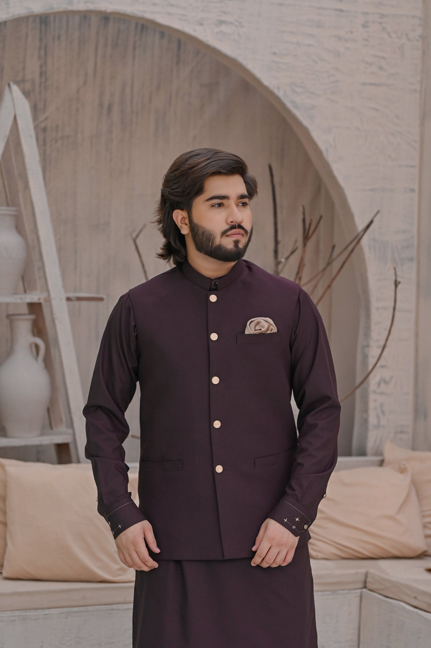 Raheel Qadir – Maroon Waist Coat