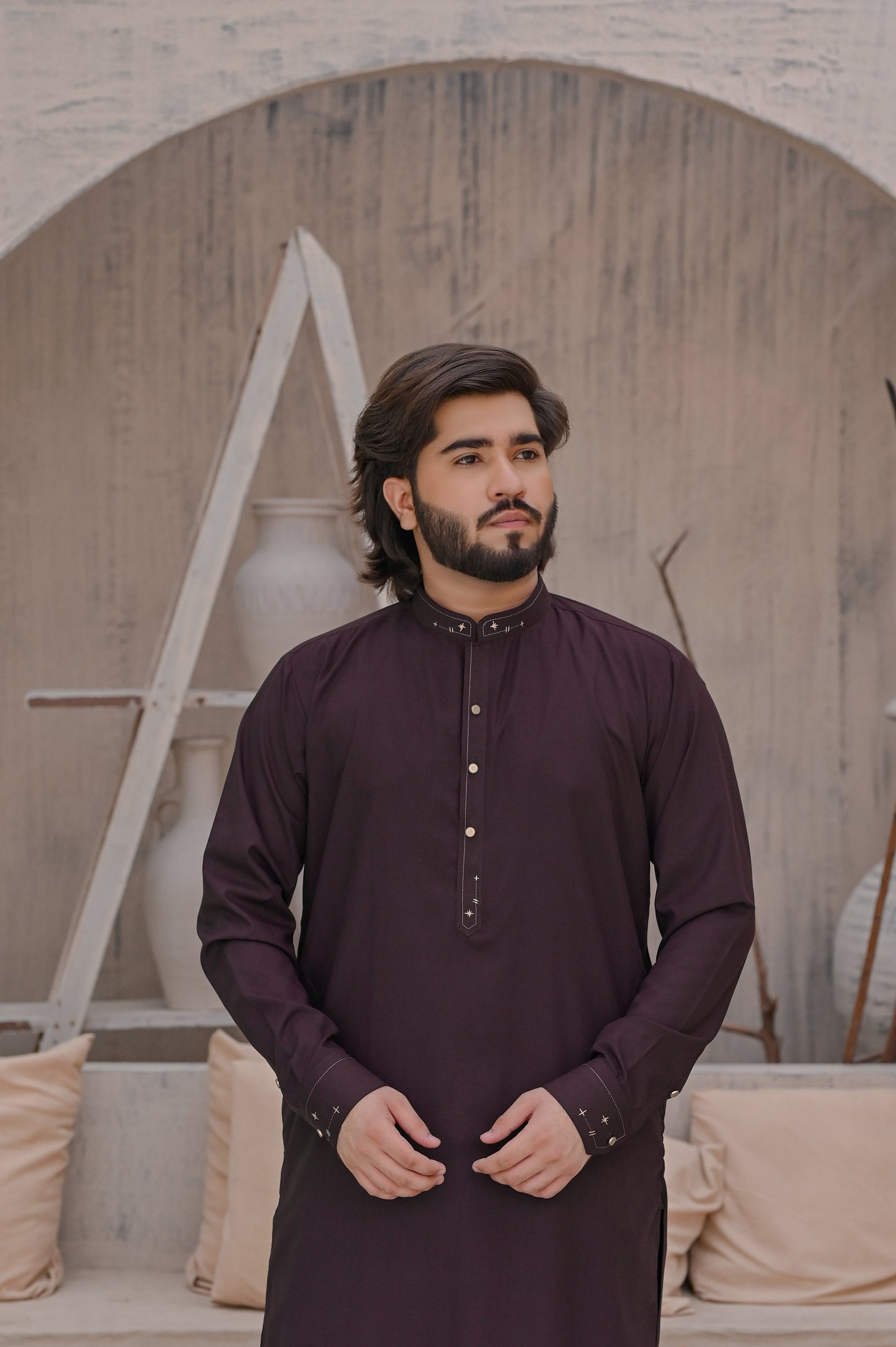 Raheel Qadir – Maroon Shalwar Kameez