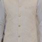 Raheel Qadir – Off-White Cotton Silk Kurta Pajama with Cream Embroidered Waistcoat