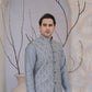 Raheel Qadir – Grey Cotton Silk Kurta Pajama with Grey Embroidered Waistcoat