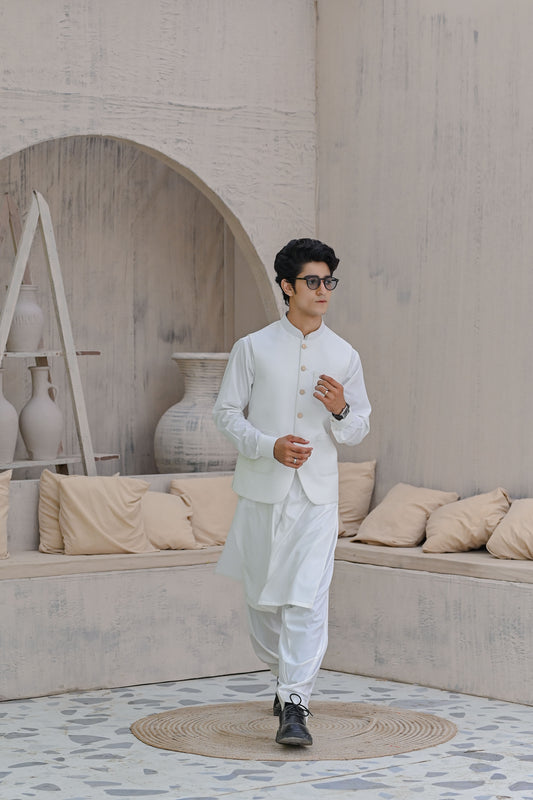 Raheel Qadir – Off White Waist Coat