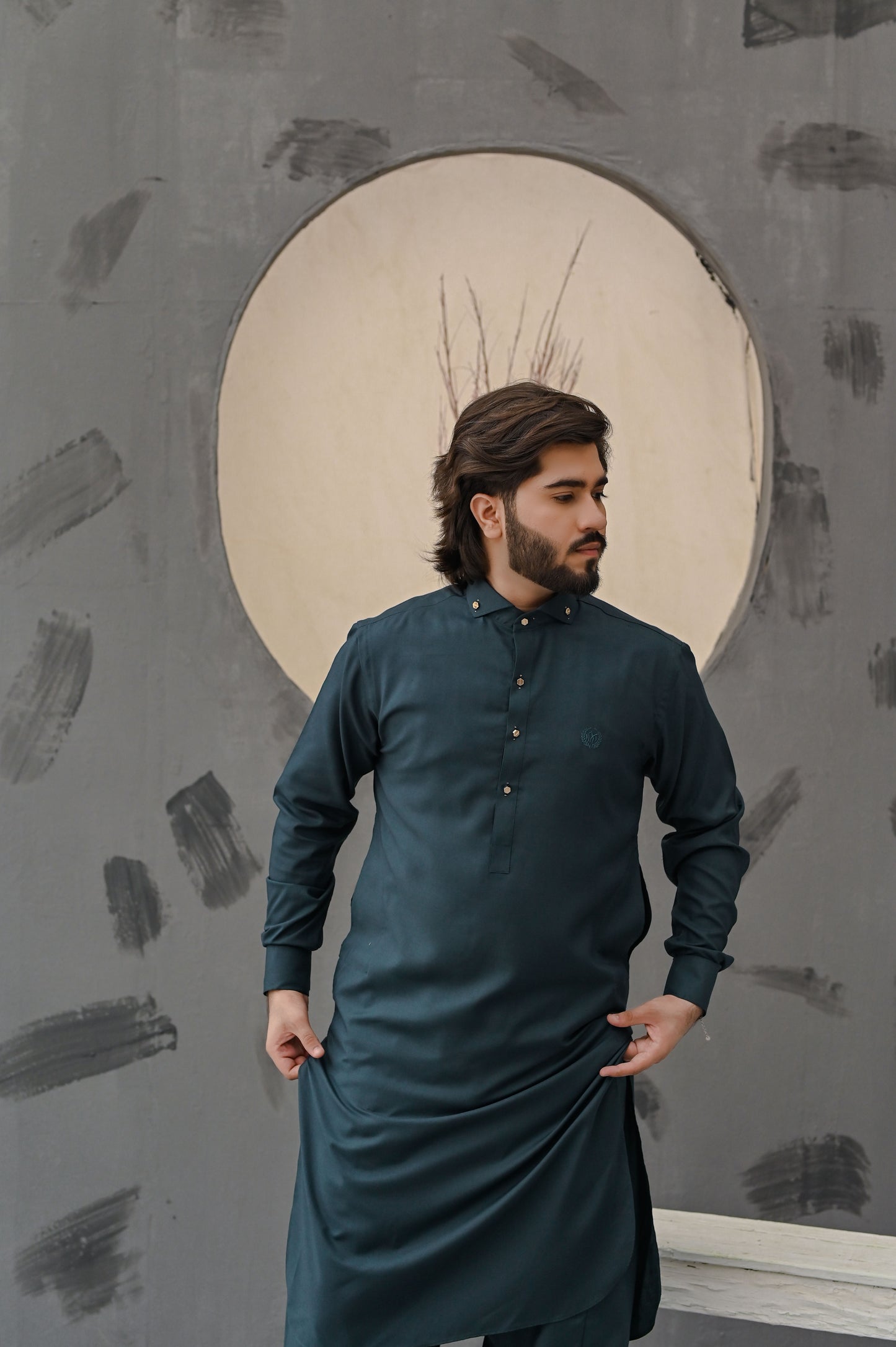 Raheel Qadir – Teal Green Shalwar Kameez