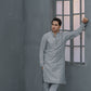 Raheel Qadir – Gray Embroidered Kurta Pajama