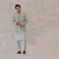 Raheel Qadir – Mint Green Kurta Pajama with Machine Embroidered Prince Coat