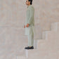 Raheel Qadir – Mint Green Kurta Pajama with Machine Embroidered Prince Coat