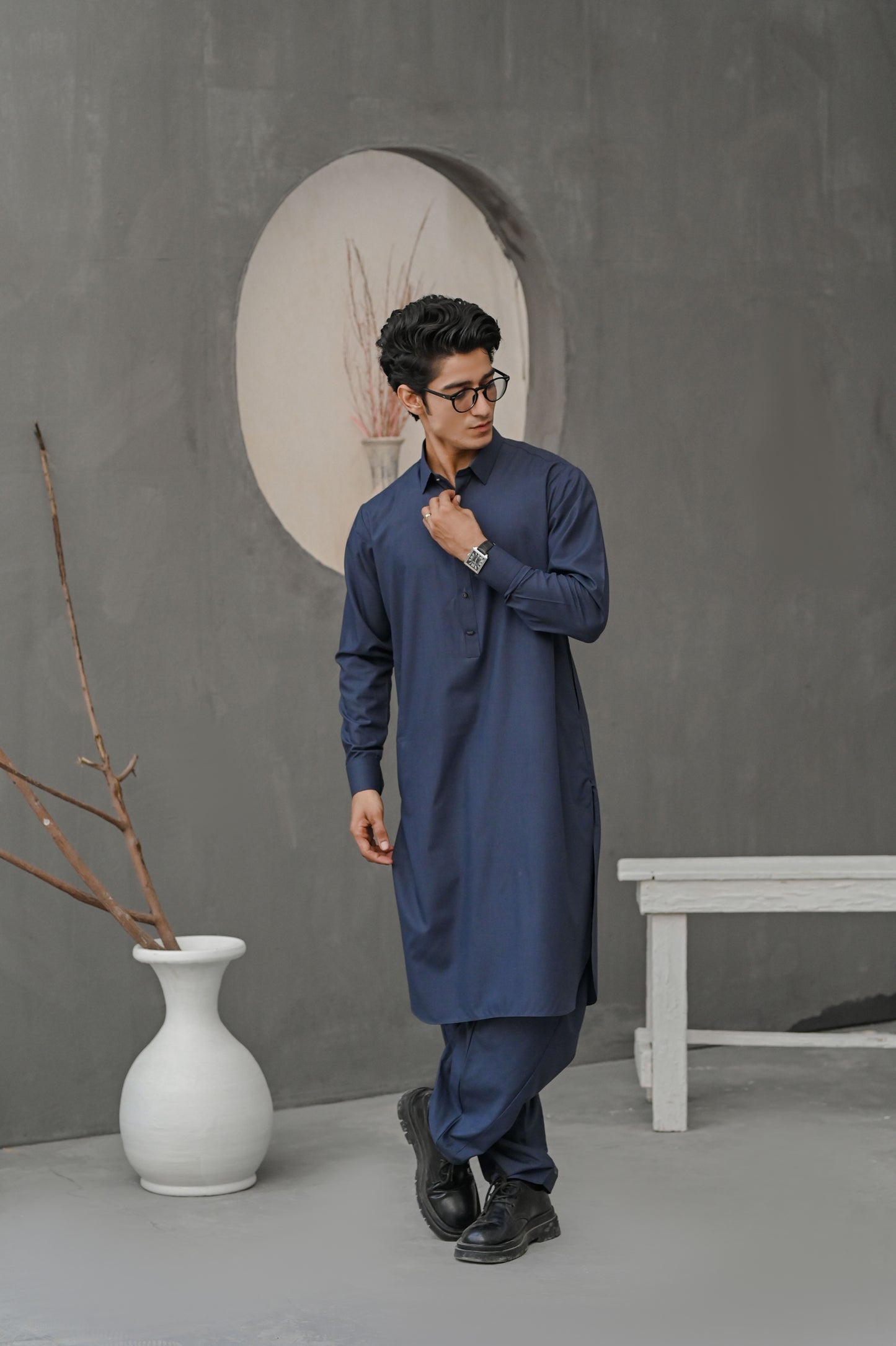 Raheel Qadir – Navy Blue Shalwar Kameez