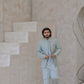 Raheel Qadir – Light Blue Kurta Pajama with Machine Embroidered Prince Coat