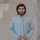 Raheel Qadir – Light Blue Kurta Pajama with Machine Embroidered Prince Coat