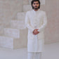 Raheel Qadir – Ivory White Kurta Pajama with Cream Embroidered Prince Coat