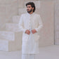 Raheel Qadir – Ivory White Kurta Pajama with Cream Embroidered Prince Coat