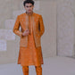 Raheel Qadir – Rust Kurta Pajama with Mirror Work Prince Coat