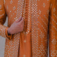 Raheel Qadir – Rust Kurta Pajama with Mirror Work Prince Coat