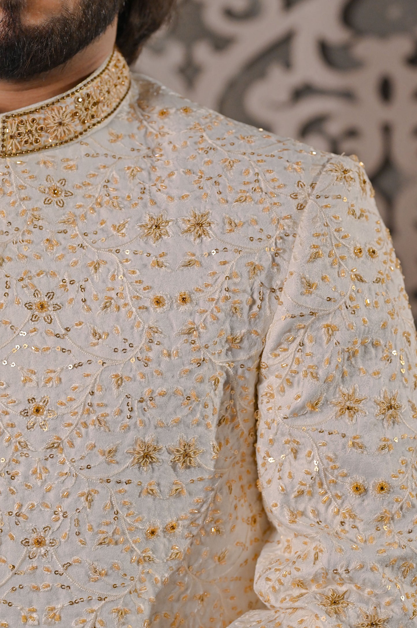 Raheel Qadir – Cream Embroidered Sherwani