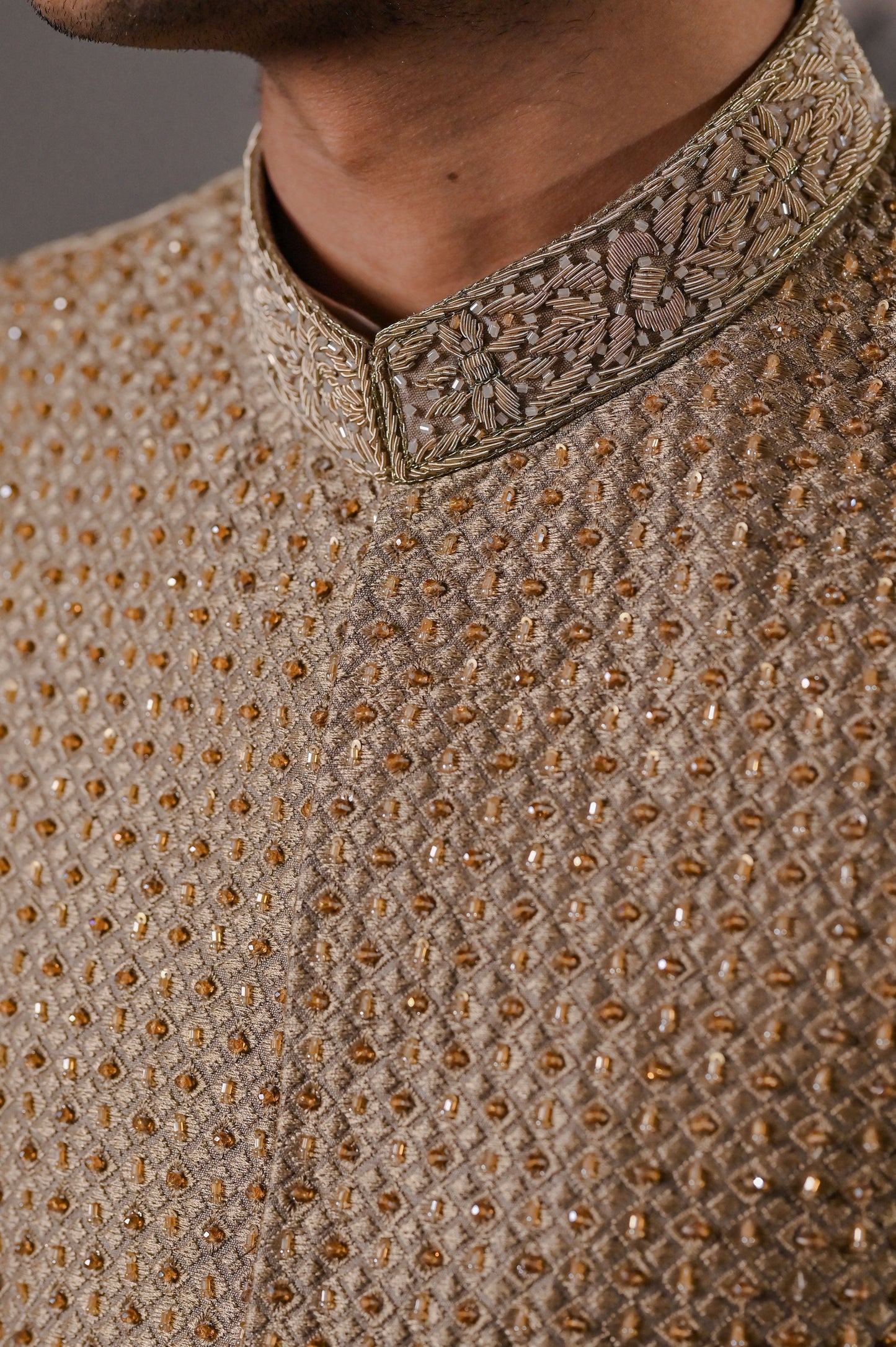 Raheel Qadir – Golden Embroidered Sherwani