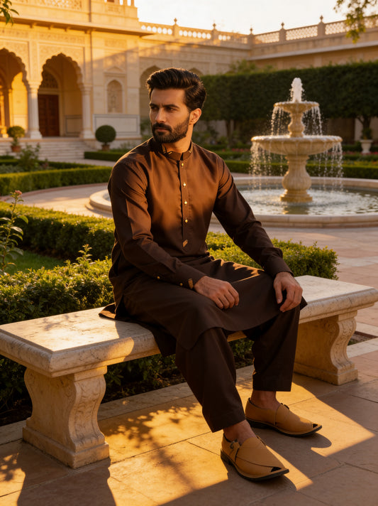Raheel Qadir - Mystic Brown Shalwar Kameez