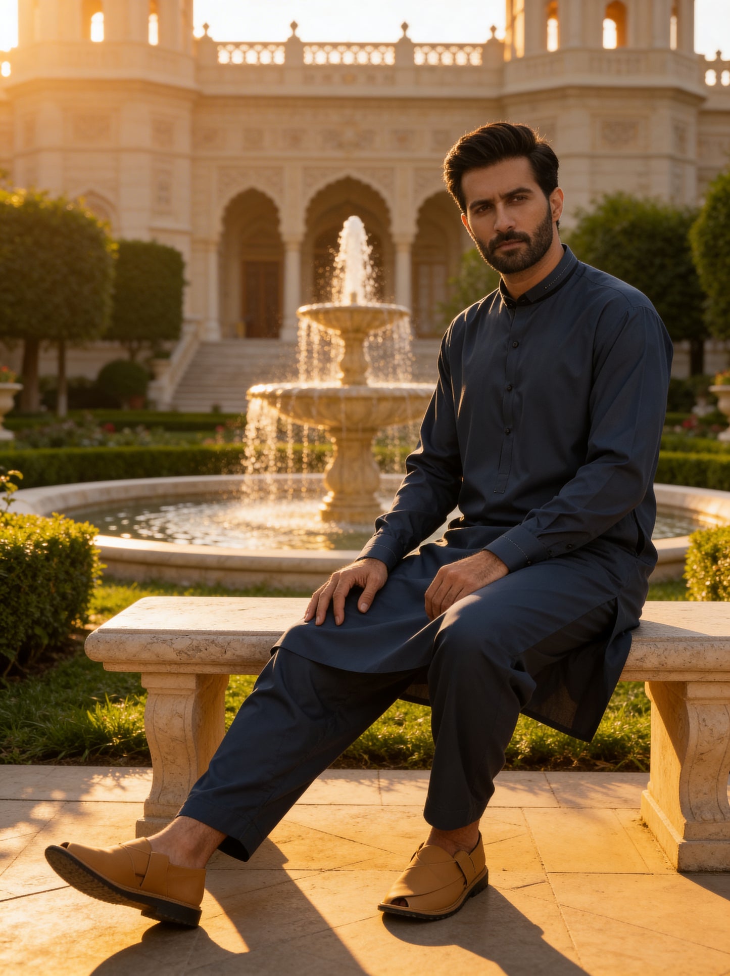 Raheel Qadir - Twilight Blue Shalwar Kameez