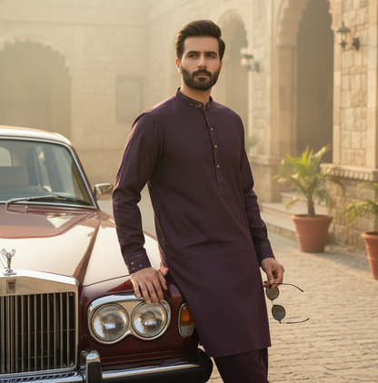 Raheel Qadir – Maroon Shalwar Kameez