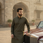 Raheel Qadir – Olive Green Shalwar Kameez