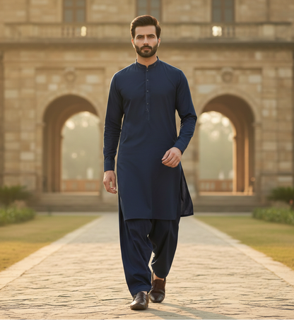 Raheel Qadir – Dark Blue Shalwar Kameez