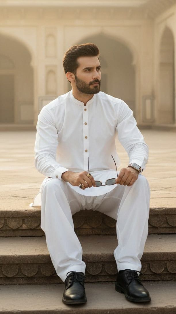 Raheel Qadir – Off White Shalwar Kameez