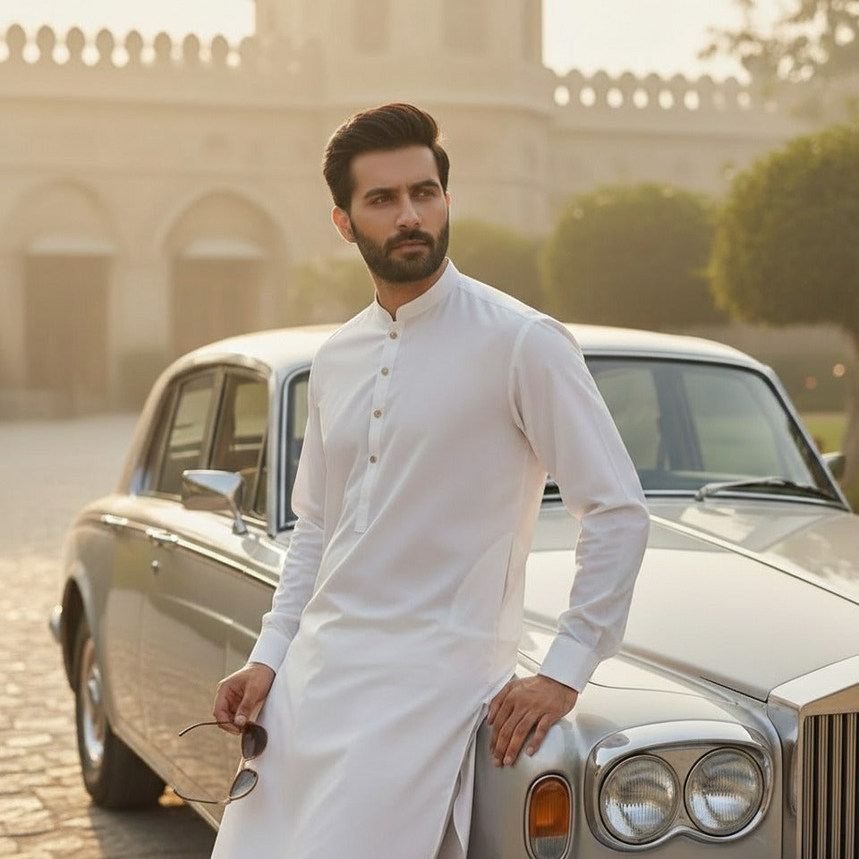 Raheel Qadir – Off White Shalwar Kameez