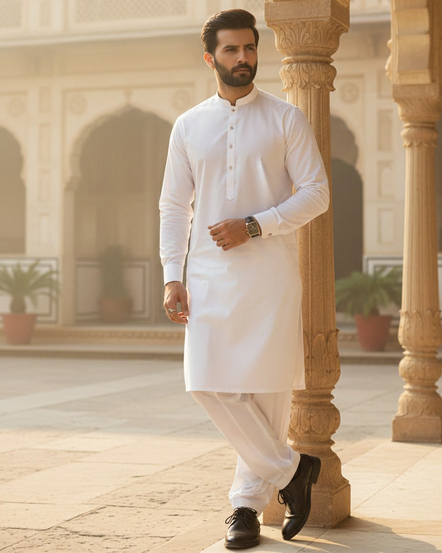 Raheel Qadir – Off White Shalwar Kameez