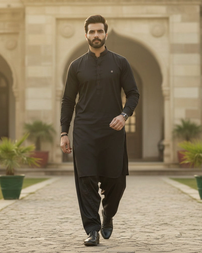 Raheel Qadir – Black Shalwar Kameez
