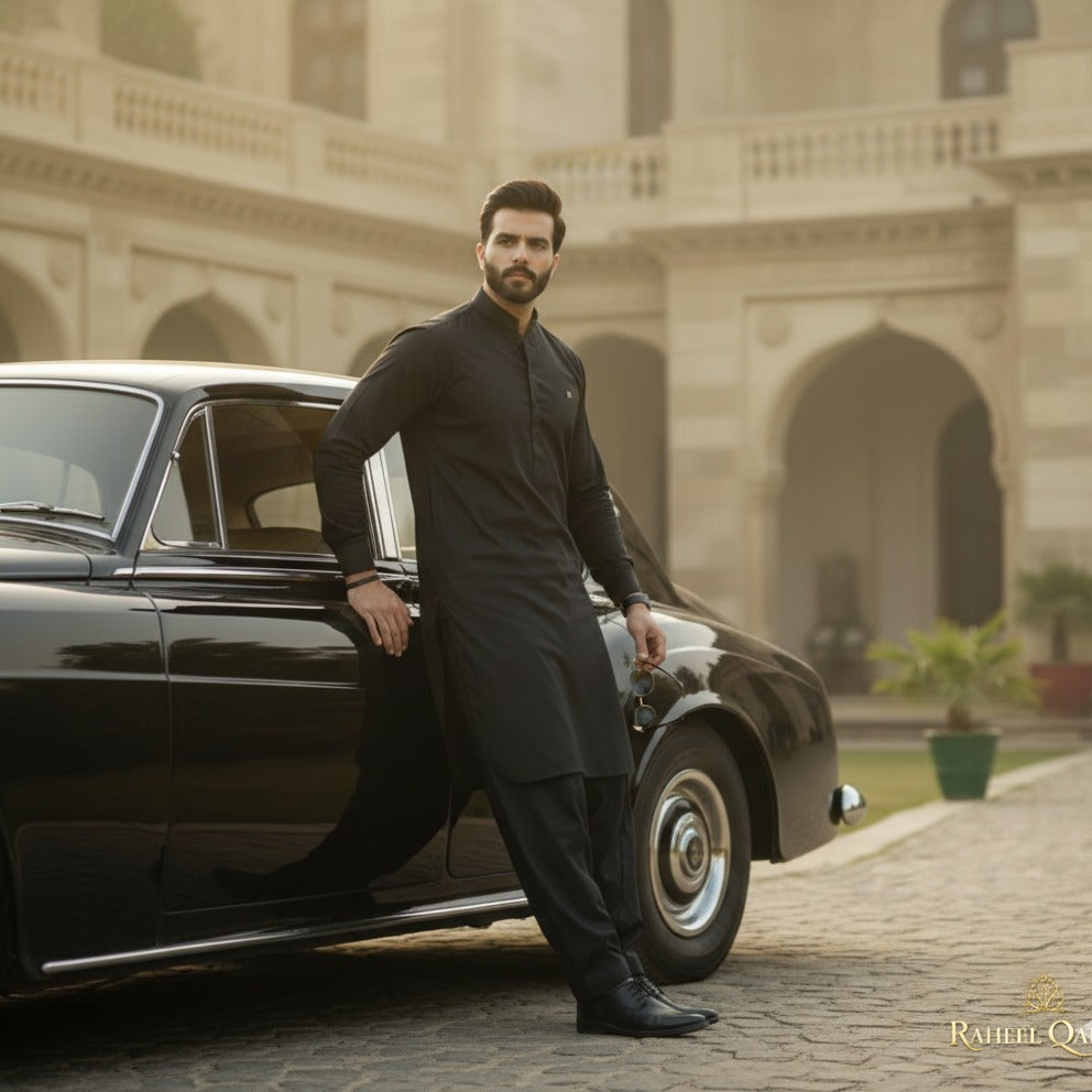 Raheel Qadir – Black Shalwar Kameez