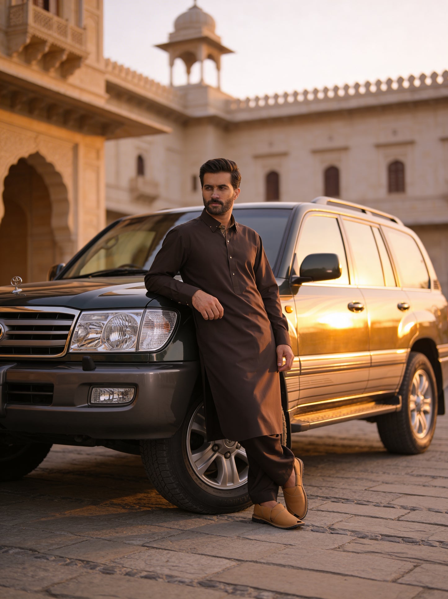 Raheel Qadir - Dark Truffle Shalwar Kameez