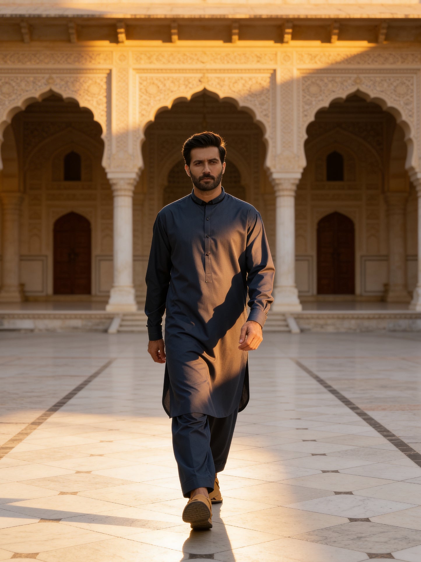 Raheel Qadir - Twilight Blue Shalwar Kameez